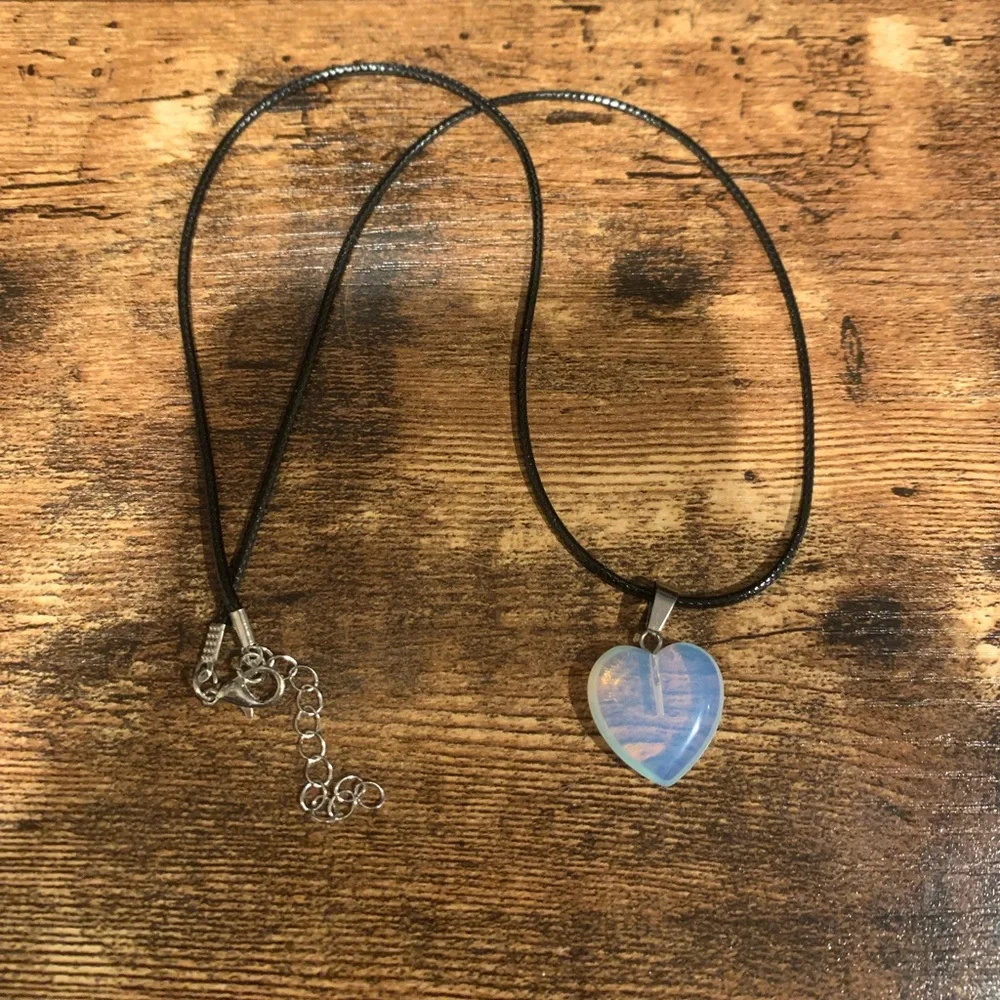 Synthetic Opal Heart Necklace - Picture 1 of 2